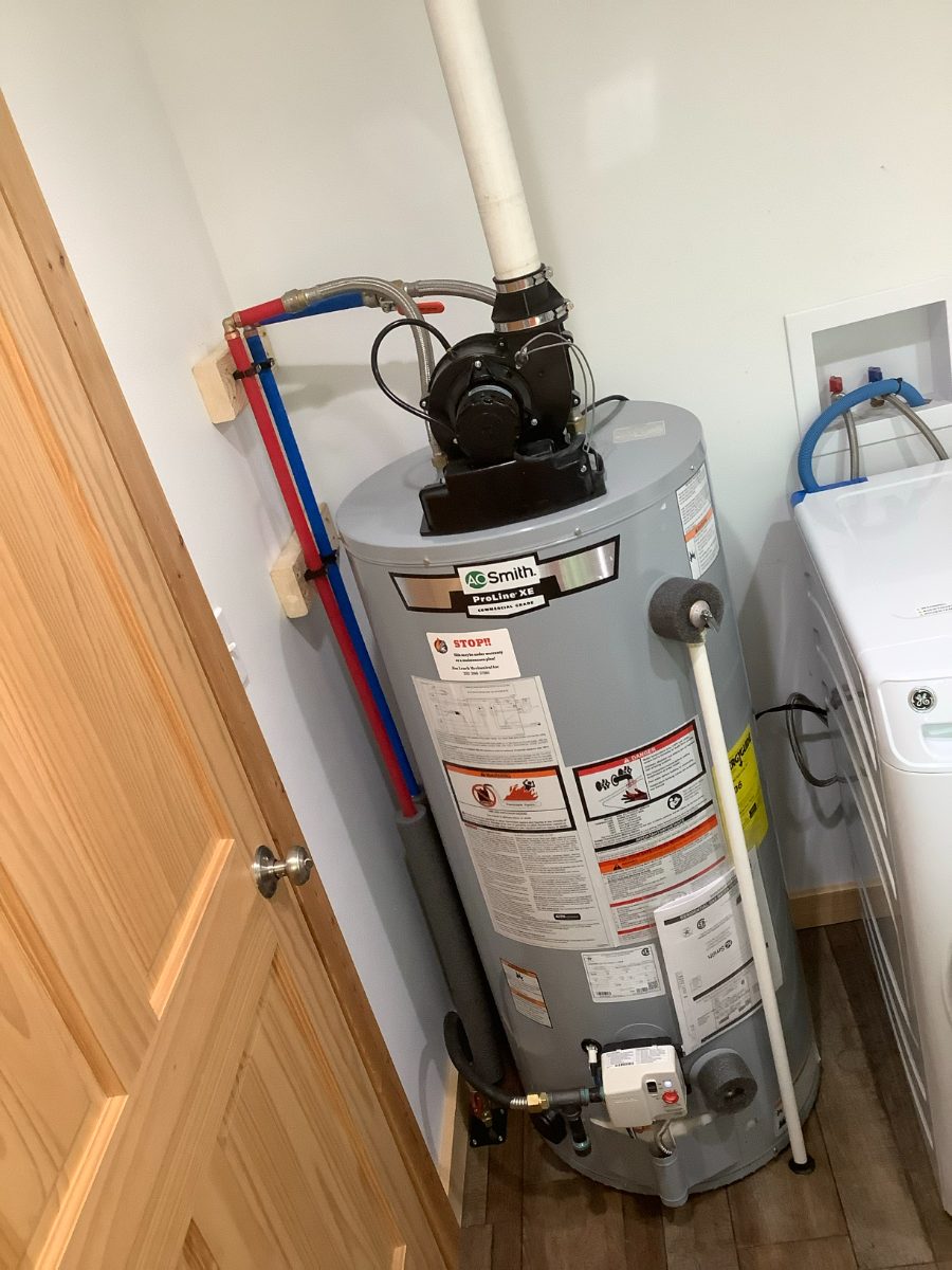 A.O. Smith power-vent water heater installed in a home