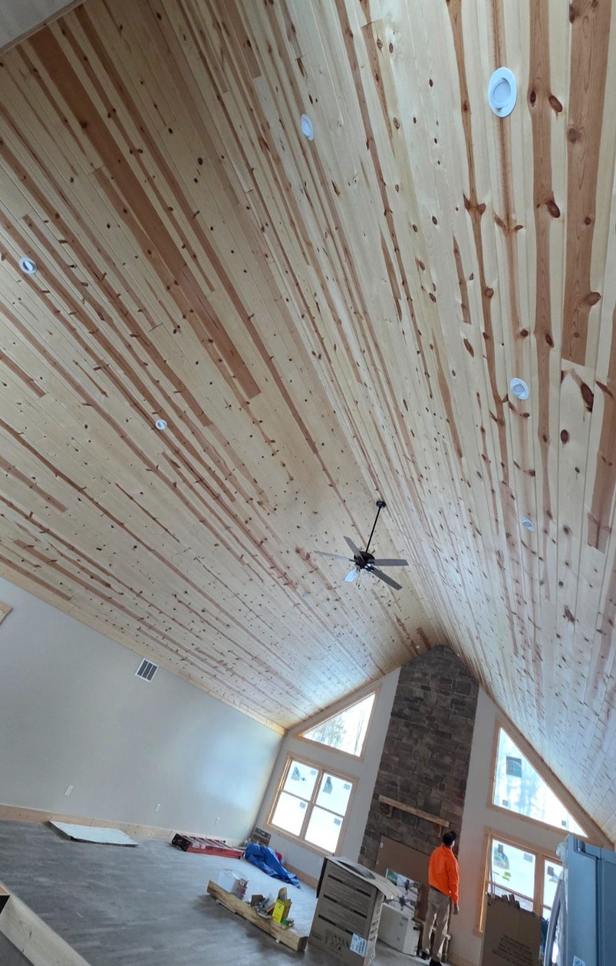 Ceiling fan and lighting in a finished room