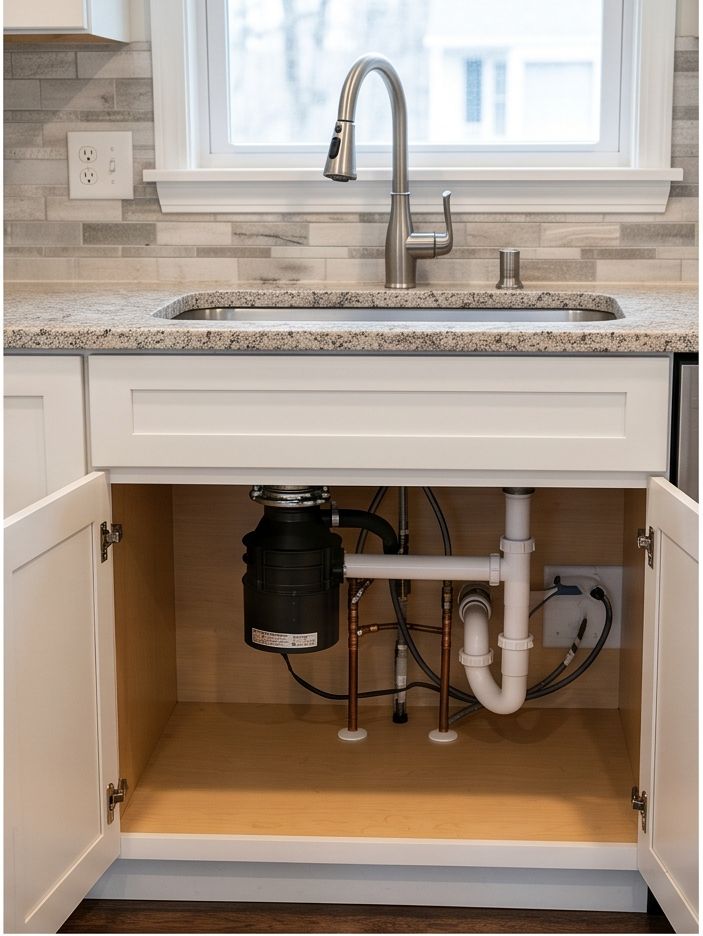 Under-sink plumbing and water filtration